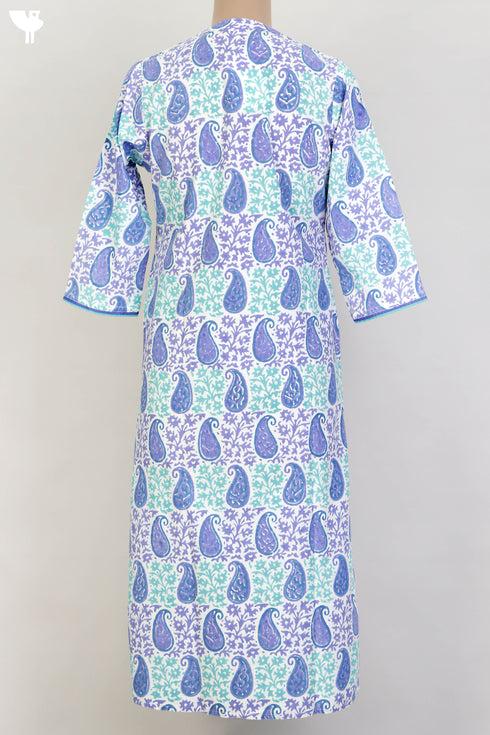 Bizzy Lizzy Kurta With Kota Doria Dupatta Set in Paisley Block Print