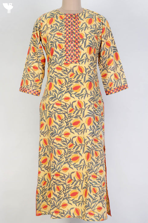 Bizzy Lizzy Dress Material With Kota Doria Dupatta in Pomegranate Block Print