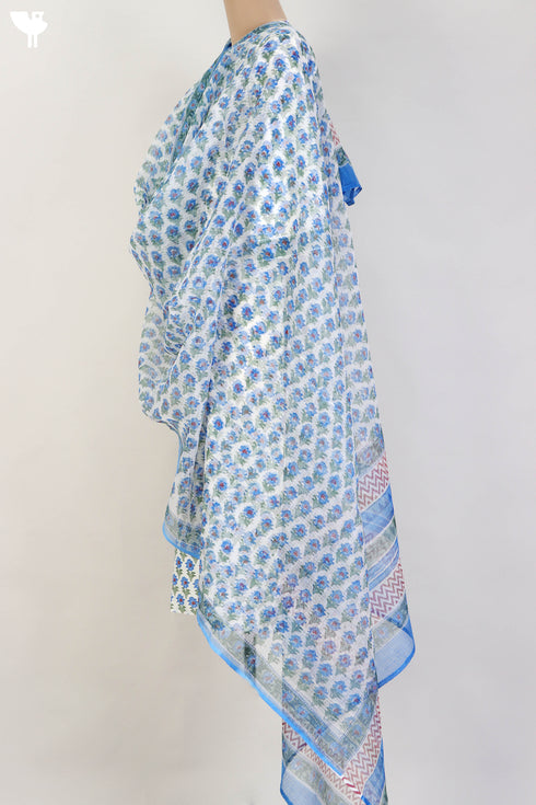Bizzy Lizzy Kurta With Kota Doria Dupatta in FloralBlock Print