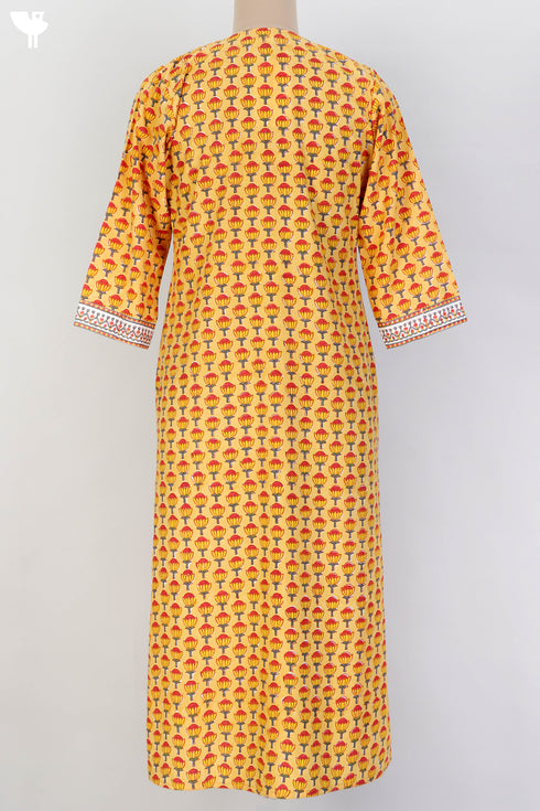 Bizzy Lizzy Kurta and Kota Doria Dupatta In Floral Block Print