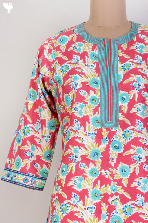 Bizzy Lizzy Kurta With Kota Doria Dupatta Set in Floral Block Print