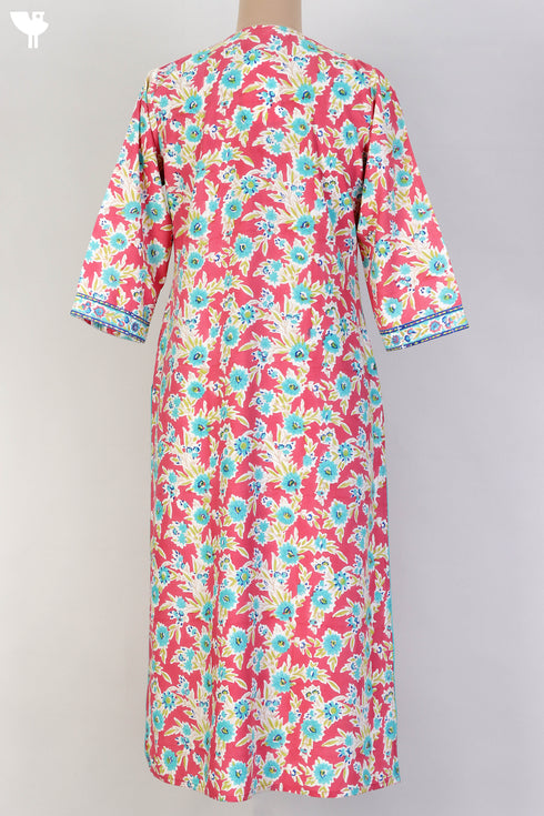 Bizzy Lizzy Kurta With Kota Doria Dupatta Set in Floral Block Print