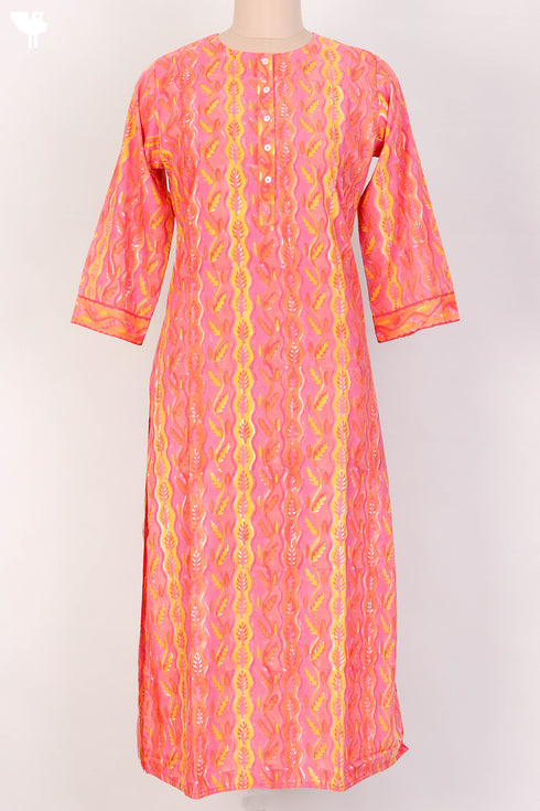Bizzy Lizzy Kurta With Kota Doria Dupatta Set in Graphic Block Print