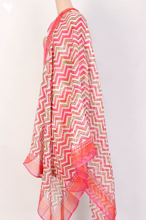 Bizzy Lizzy Kurta With Kota Doria Dupatta Set in Floral Block Print