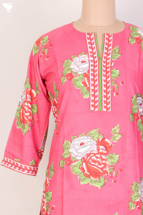 Bizzy Lizzy Kurta With Kota Doria Dupatta Set in Floral Block Print