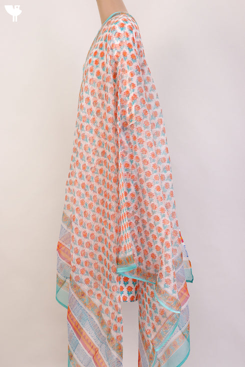 Bizzy Lizzy Kurta With Kota Doria Dupatta Set in Floral Block Print