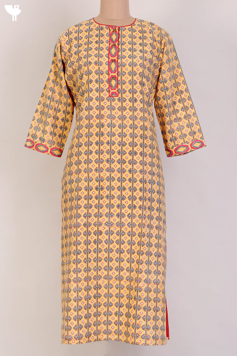 Bizzy Lizzy Kurta With Kota Doria Dupatta Set in Graphic Block Print