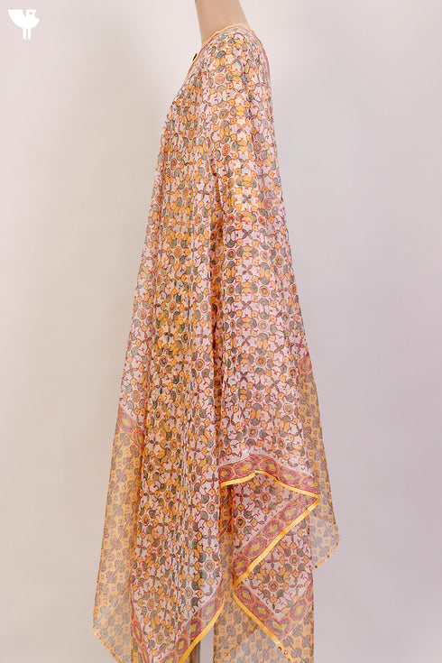 Bizzy Lizzy Kurta With Kota Doria Dupatta Set in Graphic Block Print