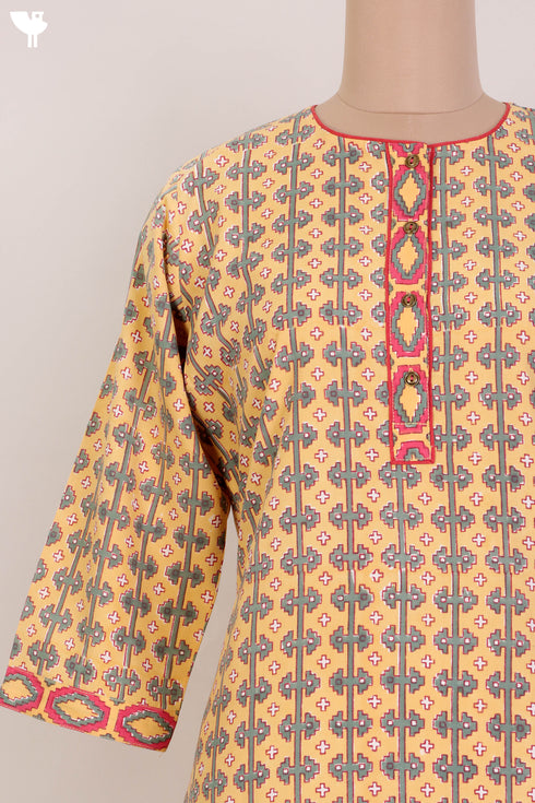 Bizzy Lizzy Kurta With Kota Doria Dupatta Set in Graphic Block Print