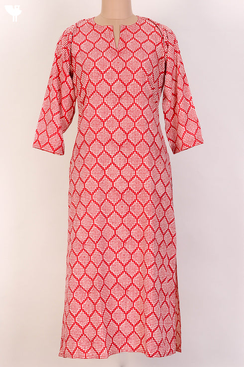 Bizzy Lizzy Kurta With Kota Doria Dupatta Set in Graphic Block Print