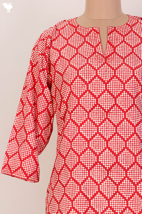 Bizzy Lizzy Kurta With Kota Doria Dupatta Set in Graphic Block Print