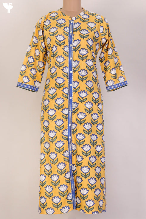 Bizzy Lizzy Kurta With Kota Doria Dupatta Set in FloralBlock Print