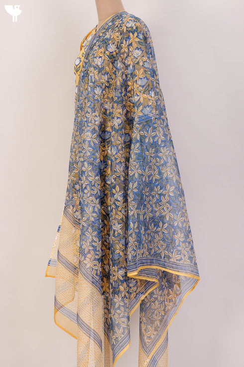 Bizzy Lizzy Kurta With Kota Doria Dupatta Set in FloralBlock Print