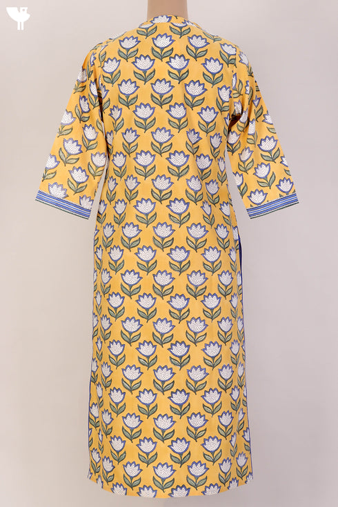 Bizzy Lizzy Kurta With Kota Doria Dupatta Set in FloralBlock Print