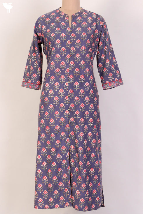 Bizzy Lizzy Kurta With Kota Doria Dupatta Set in Floral Block Print
