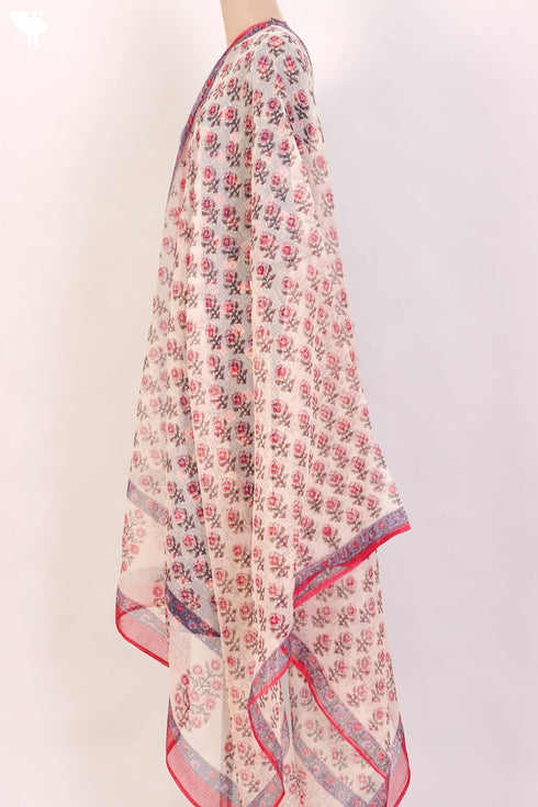 Bizzy Lizzy Kurta With Kota Doria Dupatta Set in Floral Block Print