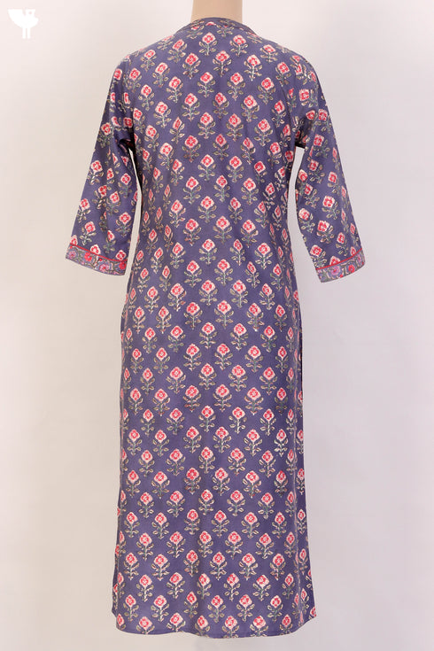 Bizzy Lizzy Kurta With Kota Doria Dupatta Set in Floral Block Print