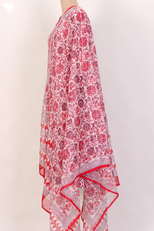 Bizzy Lizzy Kurta With Kota Doria Dupatta Set in Graphic Block Print