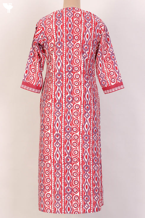 Bizzy Lizzy Kurta With Kota Doria Dupatta Set in Graphic Block Print