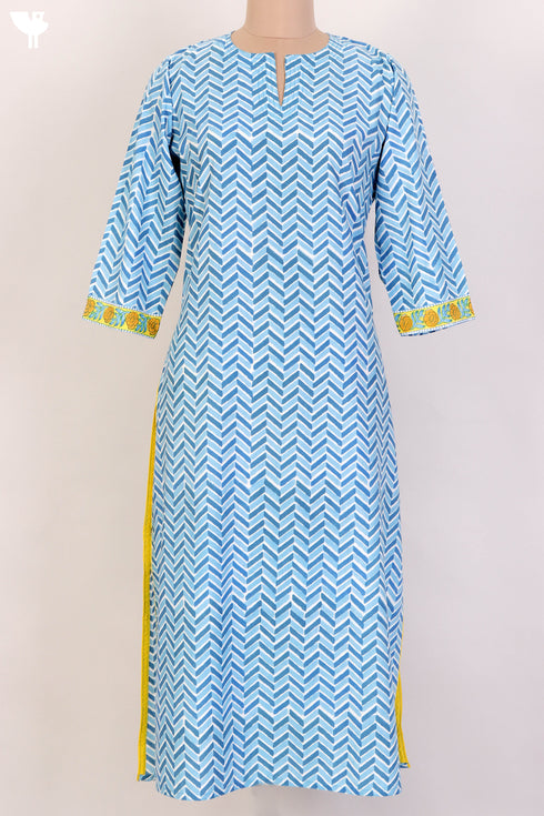 Bizzy Lizzy Kurta With Kota Doria Dupatta Set in Block Print