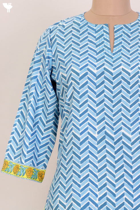 Bizzy Lizzy Kurta With Kota Doria Dupatta Set in Block Print