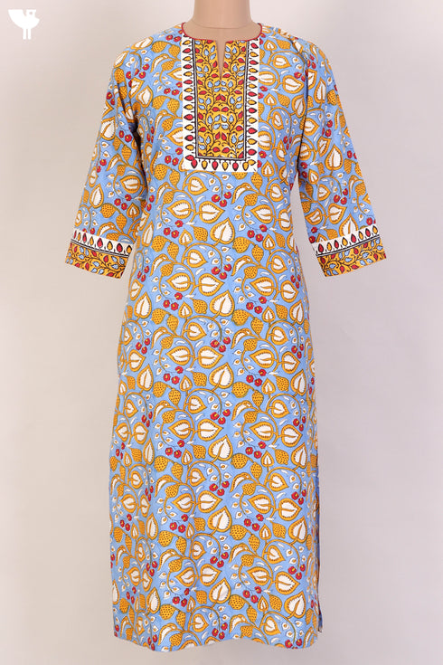 Bizzy Lizzy Kurta With Kota Doria Dupatta Set in Floral Block Print
