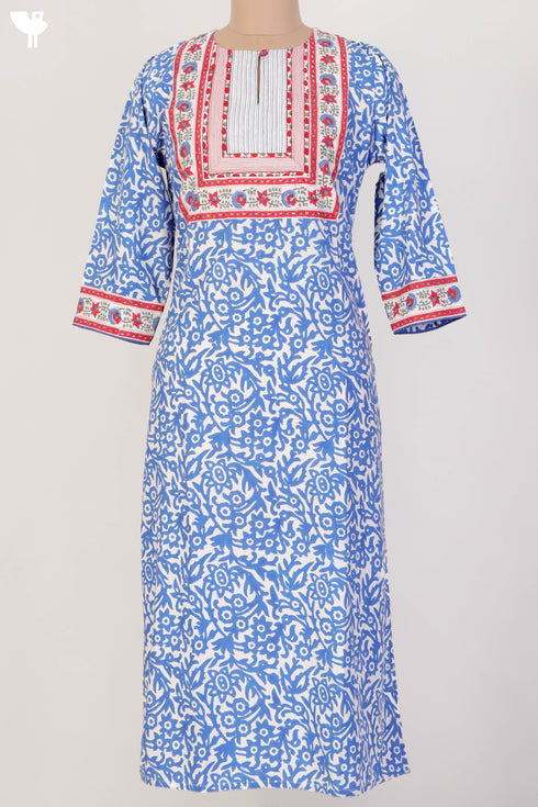 Bizzy Lizzy Kurta With Kota Doria Dupatta Set in Floral Block Print