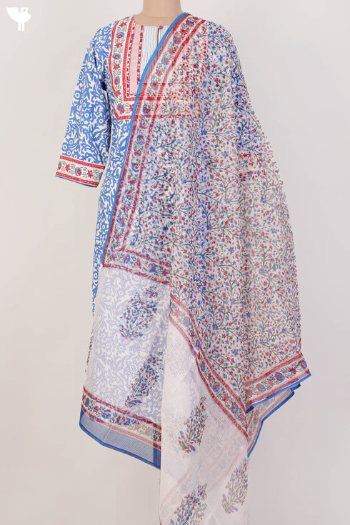 Bizzy Lizzy Kurta With Kota Doria Dupatta Set in Floral Block Print