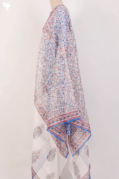 Bizzy Lizzy Kurta With Kota Doria Dupatta Set in Floral Block Print