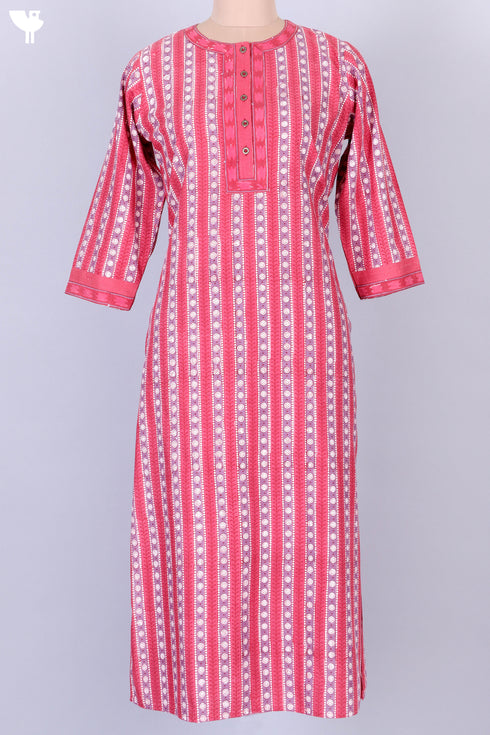 Bizzy Lizzy Kurta With Kota Doria Dupatta Set in Graphic Block Print