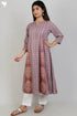 Terry Voile Kurta And Kota Dupatta Set In Graphic Block Print