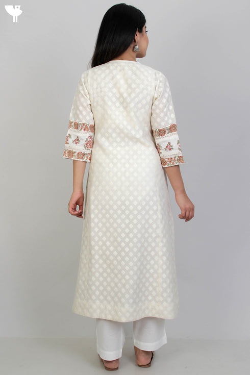 Banarasi Brocade Kurta With Chanderi Silk Dupatta in Floral Block Print