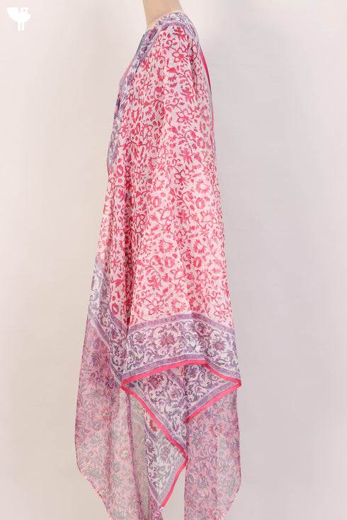 Mulmul Cotton Kurta and Kota Doria Dupatta In Floral Block Print