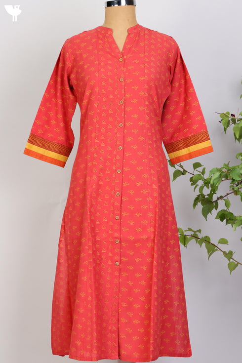 Khaadi Cotton Kurta And Kota Doria Dupatta Set In Graphic Block Print