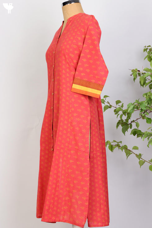 Khaadi Cotton Kurta And Kota Doria Dupatta Set In Graphic Block Print