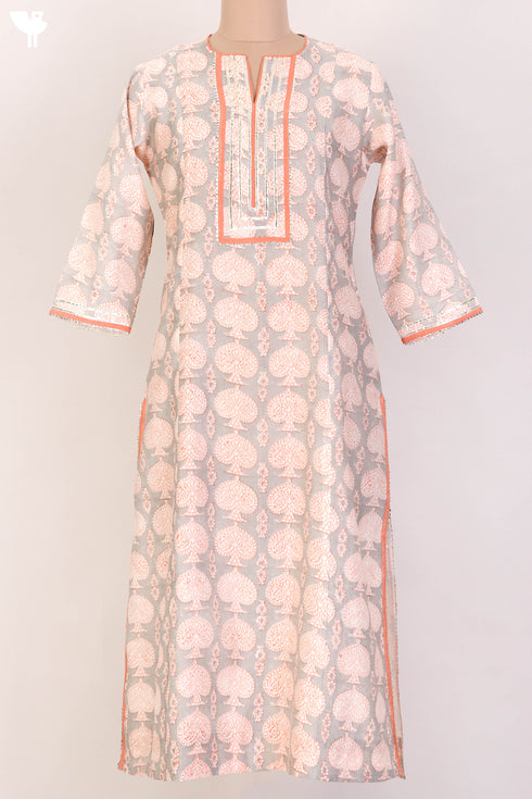 Chanderi Silk Kurta And Dupatta With Gota Patti Embroidery