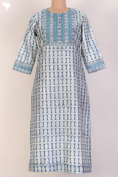 Chanderi Silk Kurta And Dupatta With Mirror Work Embroidery