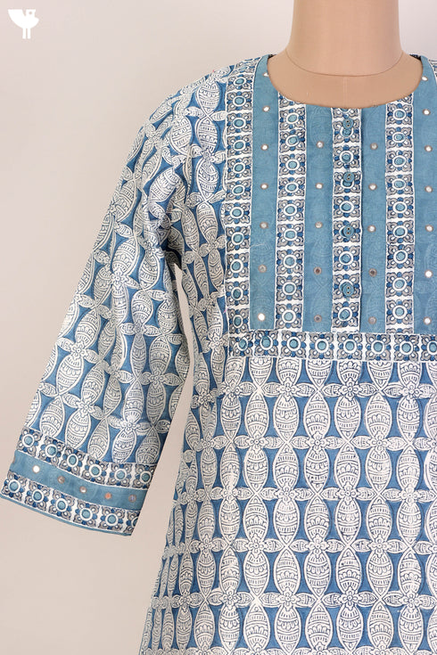 Chanderi Silk Kurta And Dupatta With Mirror Work Embroidery