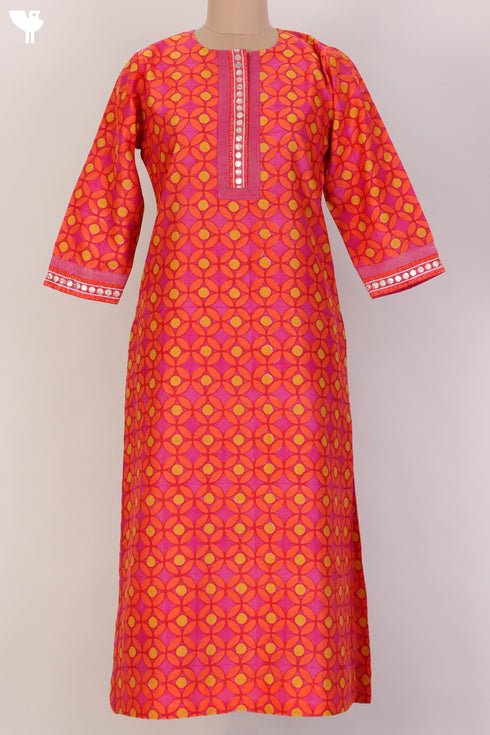 Chanderi Silk Kurta And Dupatta Set With Embroidery