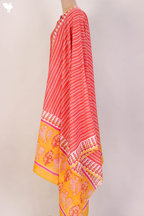 Chanderi Silk Kurta And Dupatta Set With Embroidery