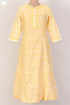 Chanderi Silk Kurta With Dupatta In Golden Yellow Floral Block Print