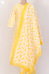 Chanderi Silk Kurta With Dupatta In Golden Yellow Floral Block Print