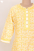 Chanderi Silk Kurta With Dupatta In Golden Yellow Floral Block Print