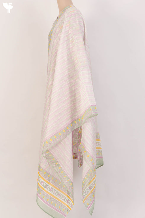 Chanderi Silk Kurta And Dupatta SetWith Floral Block Print And Embroidery