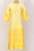 Chanderi Silk Kurta With Dupatta In Golden Yellow Floral Block Print