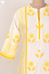 Chanderi Silk Kurta With Dupatta In Golden Yellow Floral Block Print