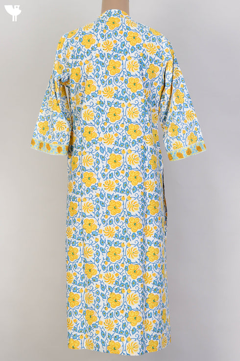 Bizzy Lizzy Kurta With Kota Doria Dupatta Set in Floral Block Print