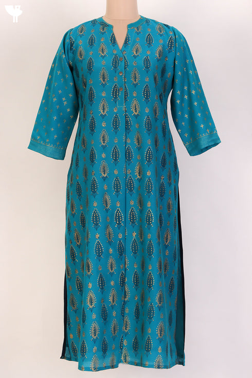 Cotton Silk Kurta With Chanderi SilkDupatta In Floral Block Print