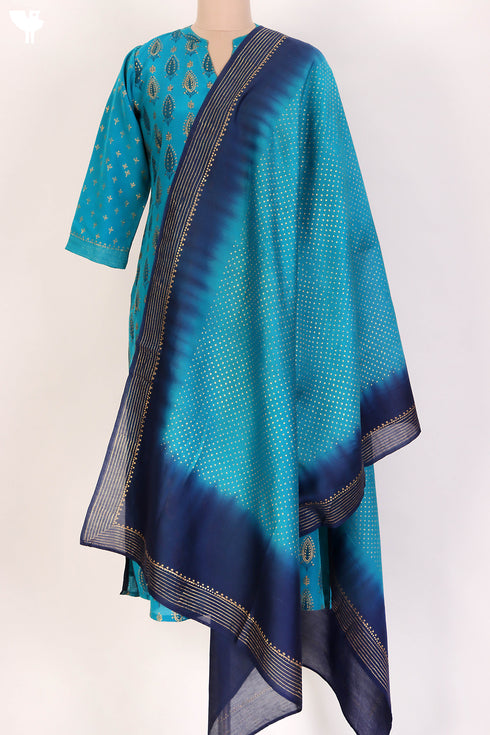 Cotton Silk Kurta With Chanderi SilkDupatta In Floral Block Print