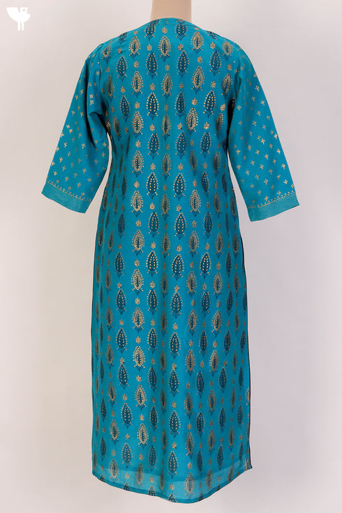 Cotton Silk Kurta With Chanderi SilkDupatta In Floral Block Print